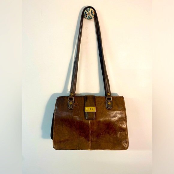 MC Handbags - Vintage MC Leather Brown Shoulder Bag Organization Storage